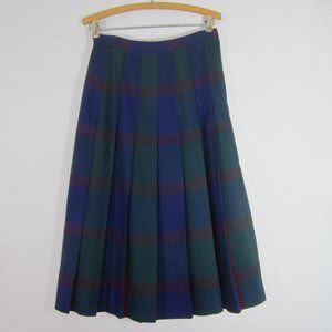 Vtg Celeste Sport S Wool Plaid Midi Skirt USA